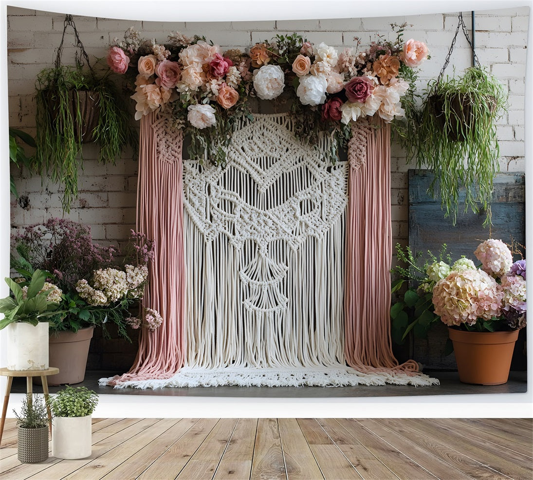 Rustic Boho Chic Macramé Floral Backdrop RR8-502