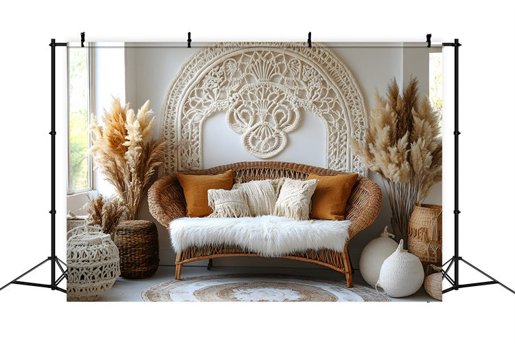 Wicker Furniture Pampas Grass Boho Backdrop RR8-504