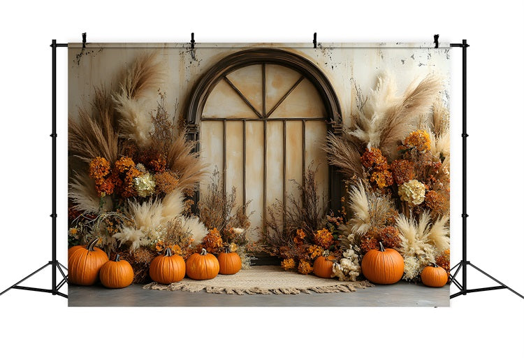 Rustic Window Pampas Grass Boho Backdrop RR8-506