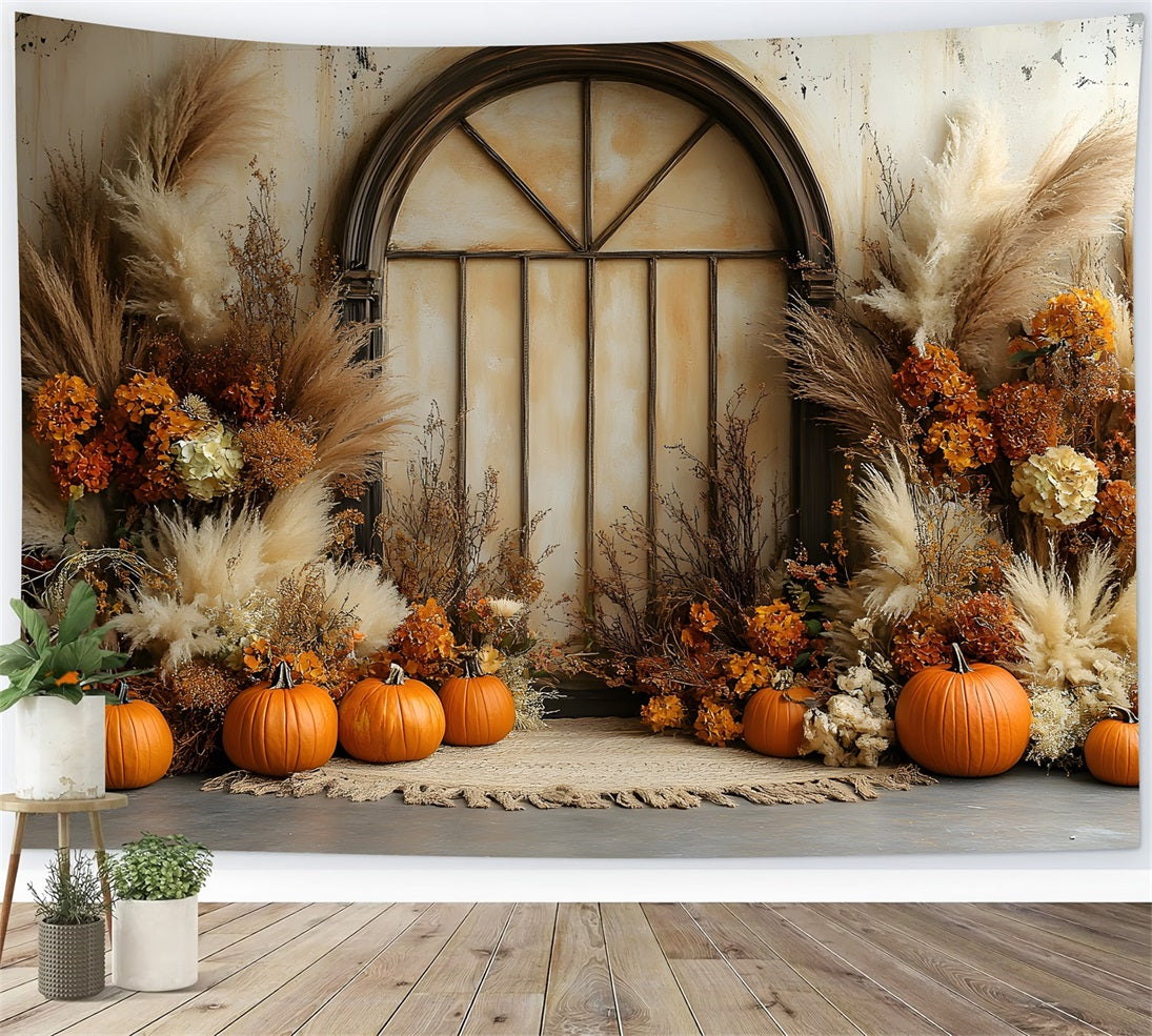 Rustic Window Pampas Grass Boho Backdrop RR8-506