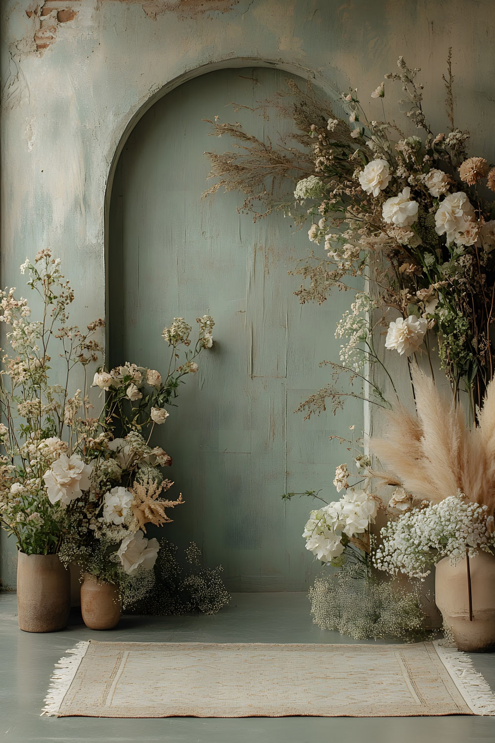 Soft Pastel Floral Arched Boho Backdrop RR8-507