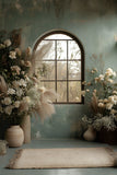 Vintage Window Floral Pampas Boho Backdrop RR8-508