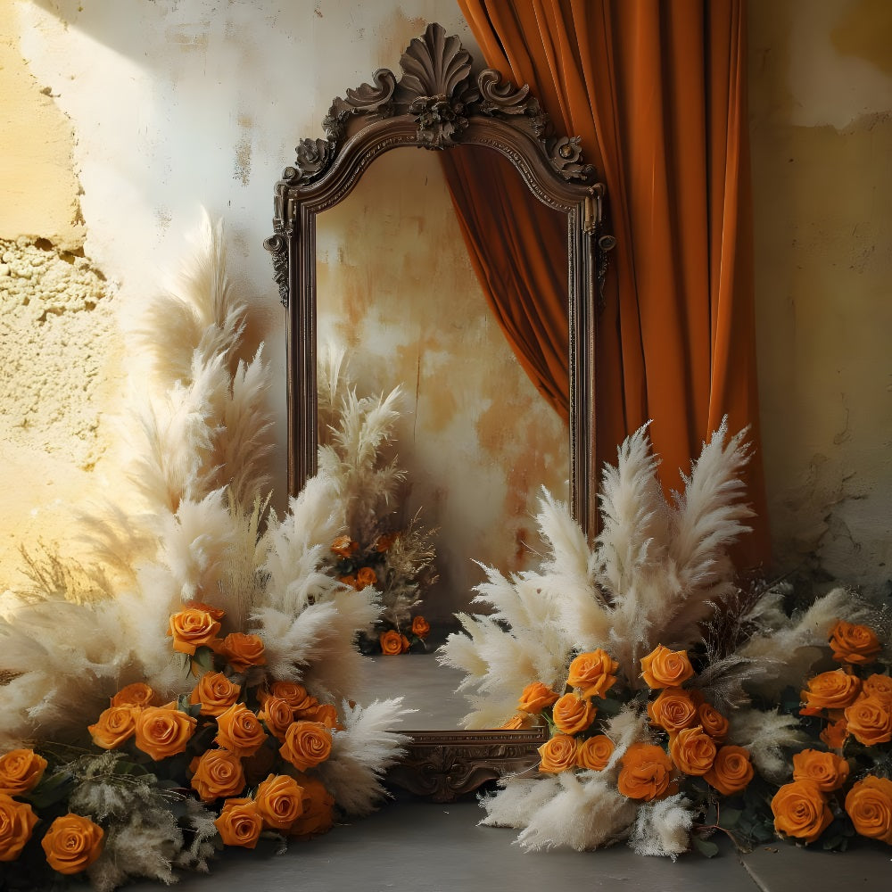 Elegant Textured Floral Arch Boho Backdrop RR8-516