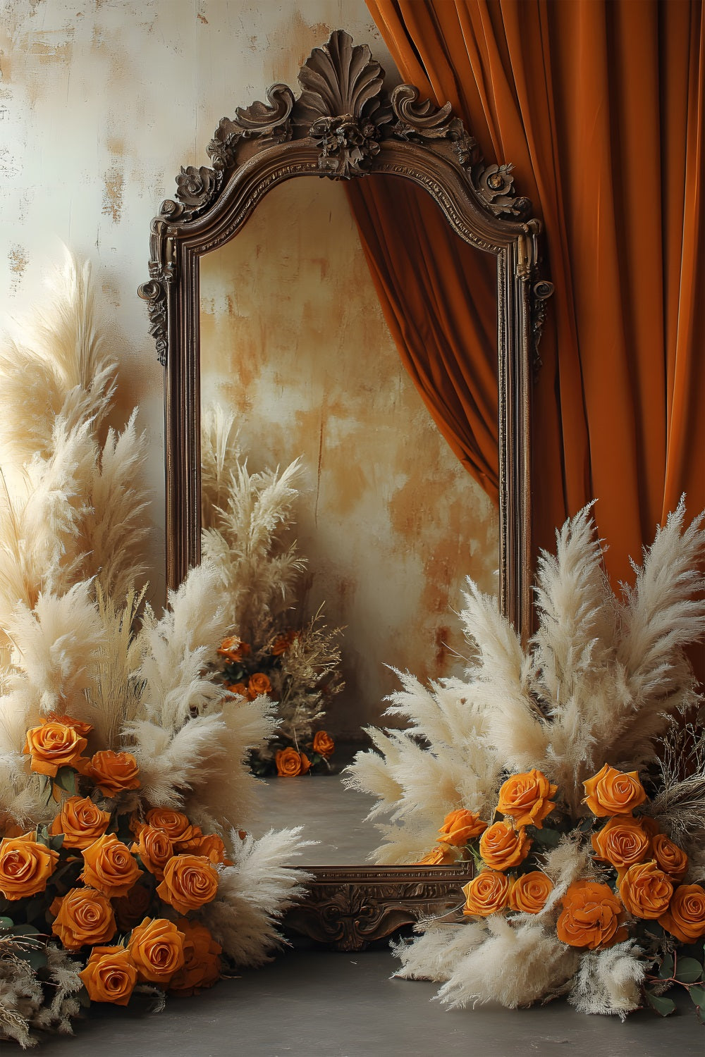 Elegant Textured Floral Arch Boho Backdrop RR8-516