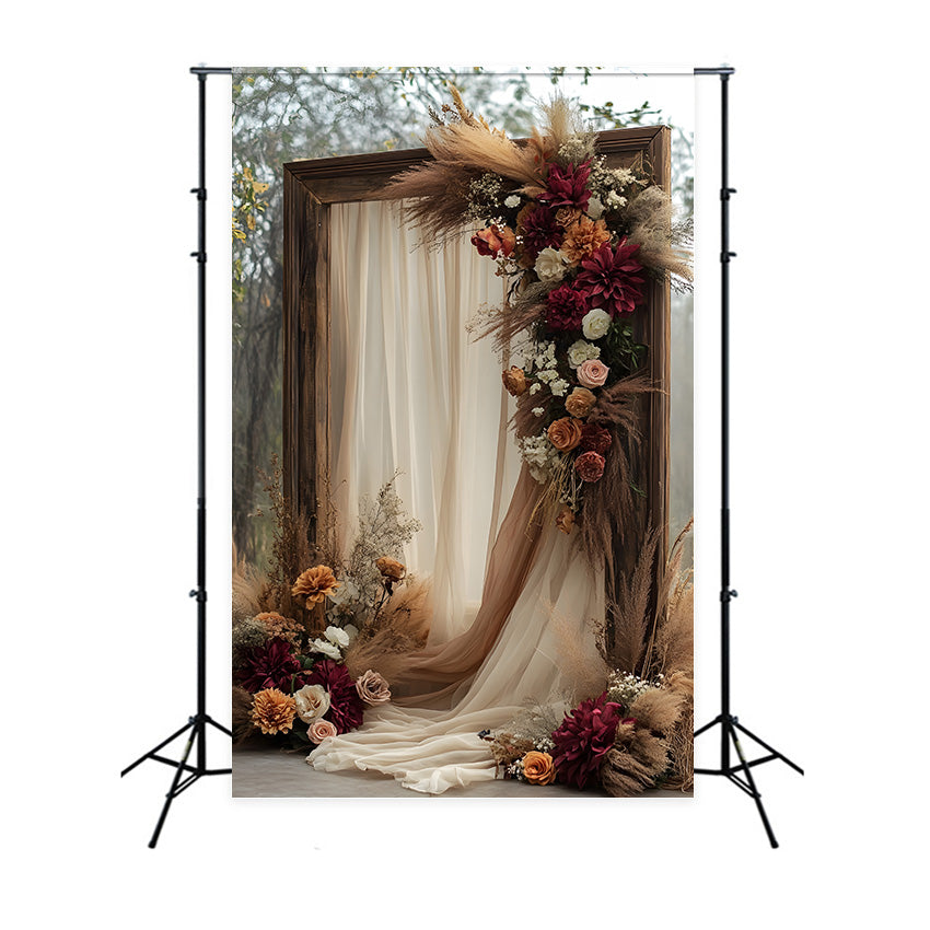 Romantic Rust Ivory Floral Boho Backdrop RR8-519