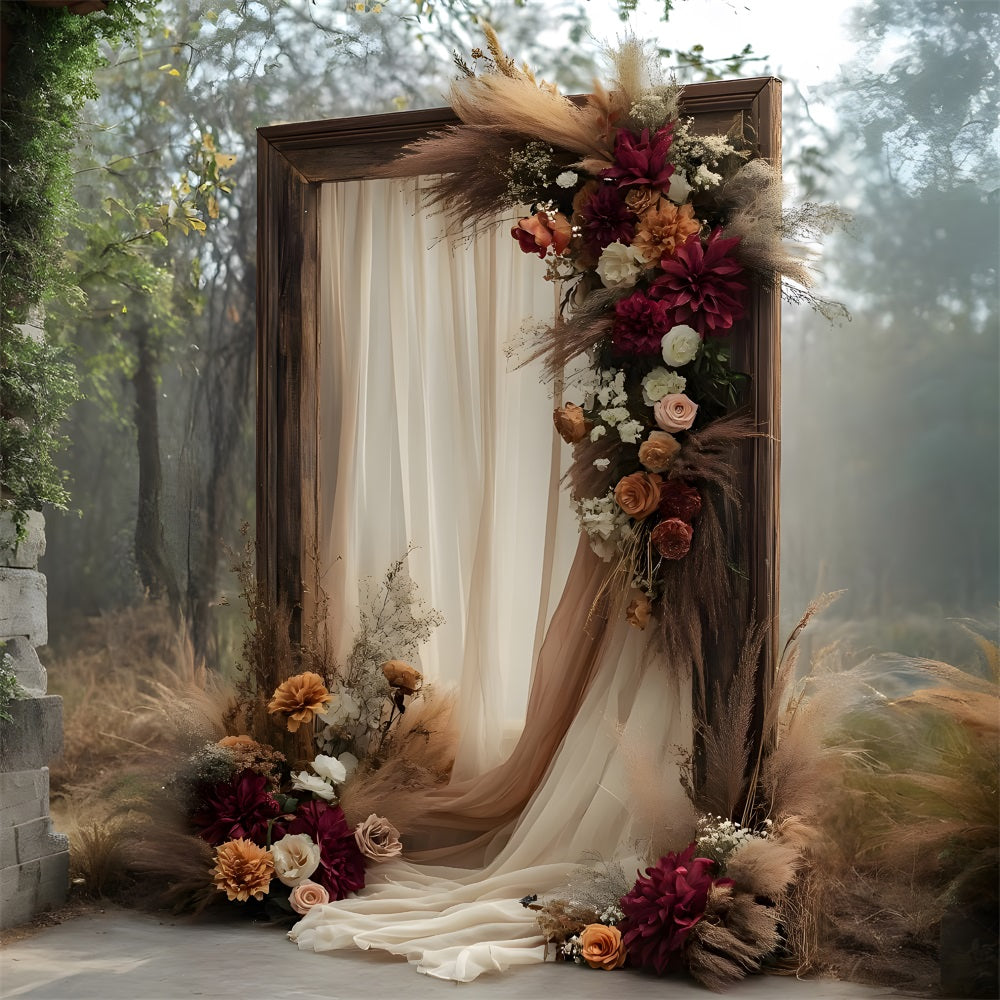 Romantic Rust Ivory Floral Boho Backdrop RR8-519