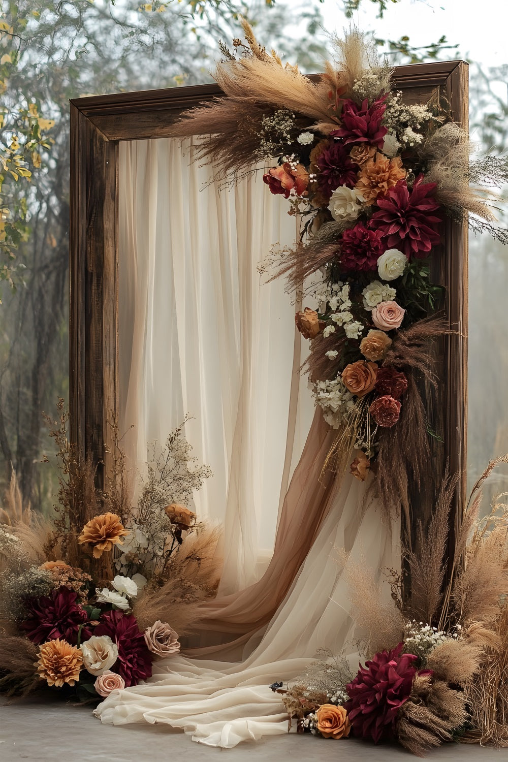 Romantic Rust Ivory Floral Boho Backdrop RR8-519