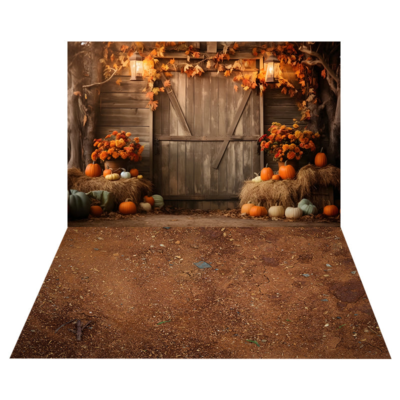 Autumn Barn Door Backdrop+Moist Dirt Floor Backdrop RR8-521