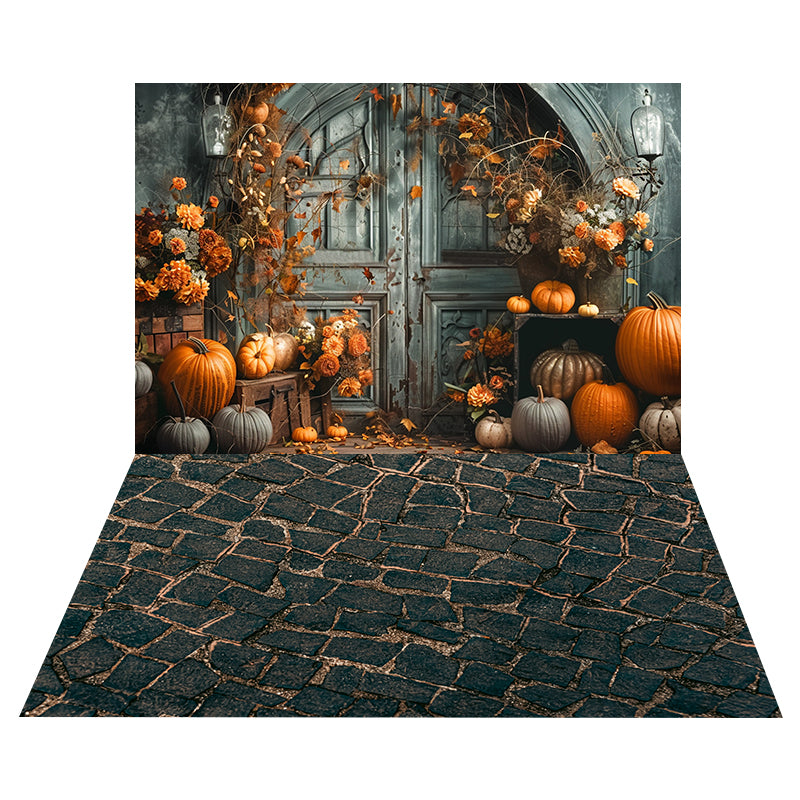 Autumn Vintage Wall Backdrop+Moss Stone Floor Backdrop RR8-532