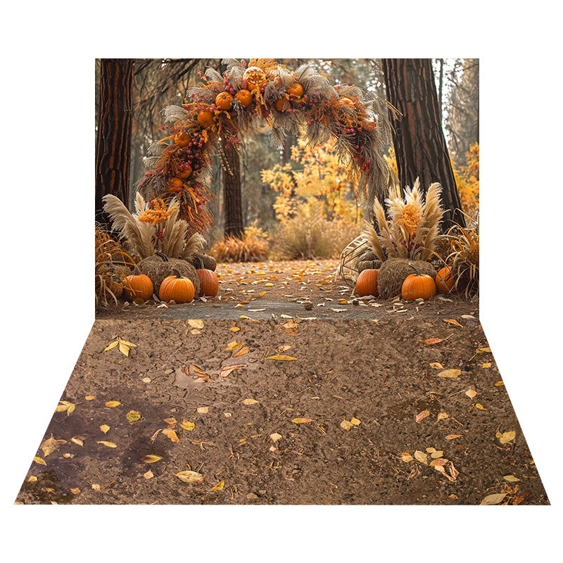 Fall Forest Dried Reed Backdrop + Leaves Dirt Floor Backdrop RR8-533