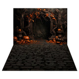 Halloween Arch Door Wall Backdrop+Stone Floor Backdrop RR8-549