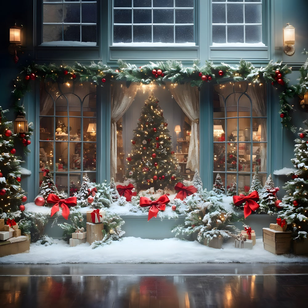 Christmas Shop Window Big Tree Backdrop RR8-56