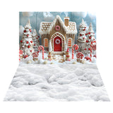 Christmas Gingerbread House Backdrop+Snow Cover Floor Backdrop RR8-562