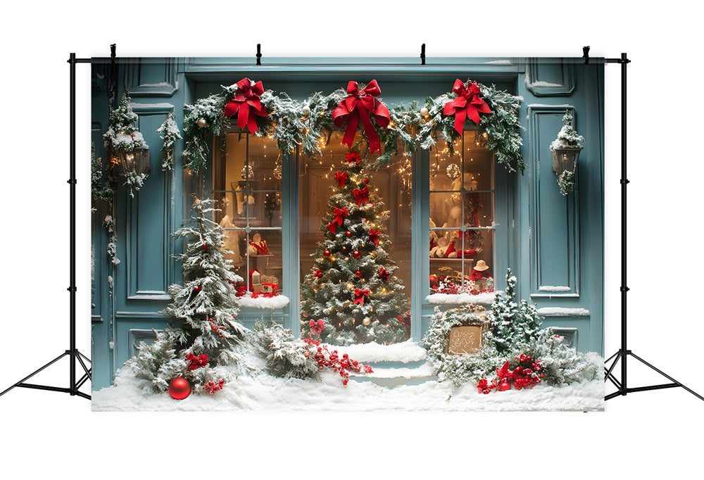 Christmas Tree Wreath Shop Window Backdrop RR8-57