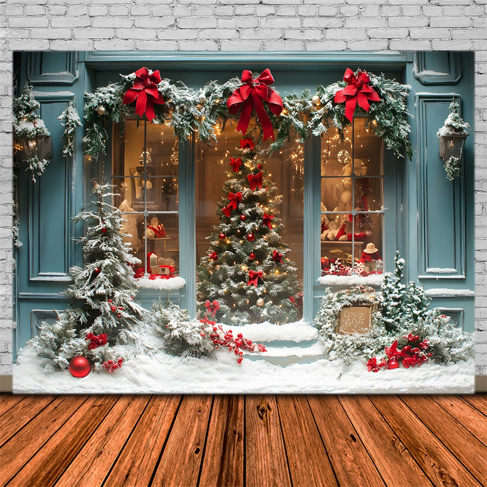 Christmas Tree Wreath Shop Window Backdrop RR8-57