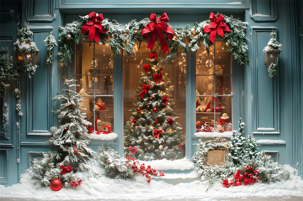 Christmas Tree Wreath Shop Window Backdrop RR8-57