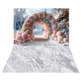 Christmas Candy Archway Backdrop+Snow Covered Floor Backdrop RR8-575