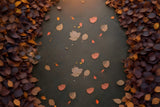 Cement Fallen Maple Leaves Floor Backdrop RR8-588