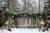 Christmas Snowy Forest Wood Fence Backdrop RR8-5