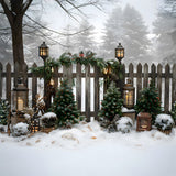 Christmas Trees Lights Wood Fence Backdrop RR8-6