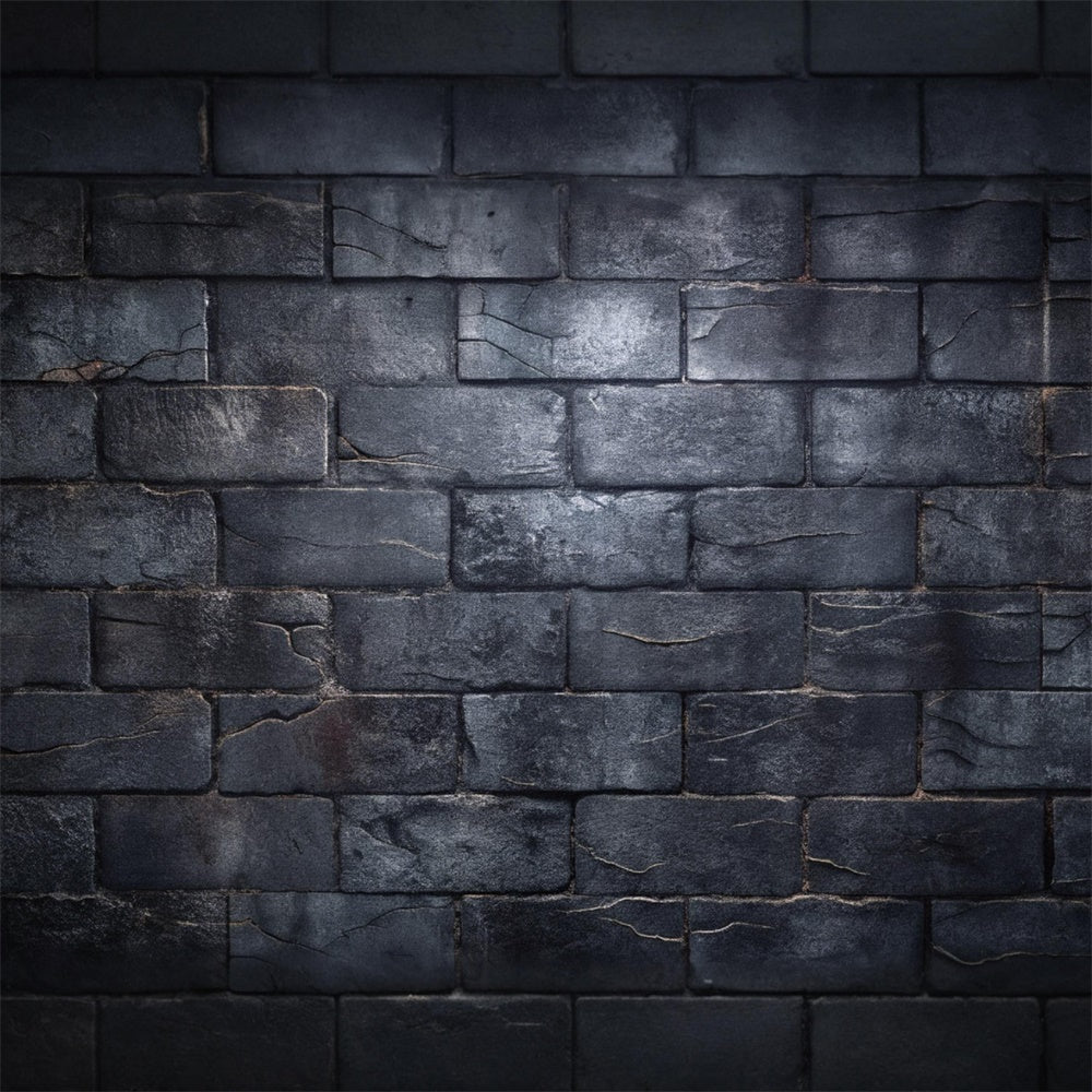 Dark Black Stone Brick Floor Backdrop RR8-605