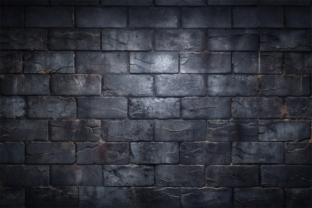 Dark Black Stone Brick Floor Backdrop RR8-605