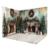 Christmas Tree Fireplace Wreath Backdrop Room Set RR8-607