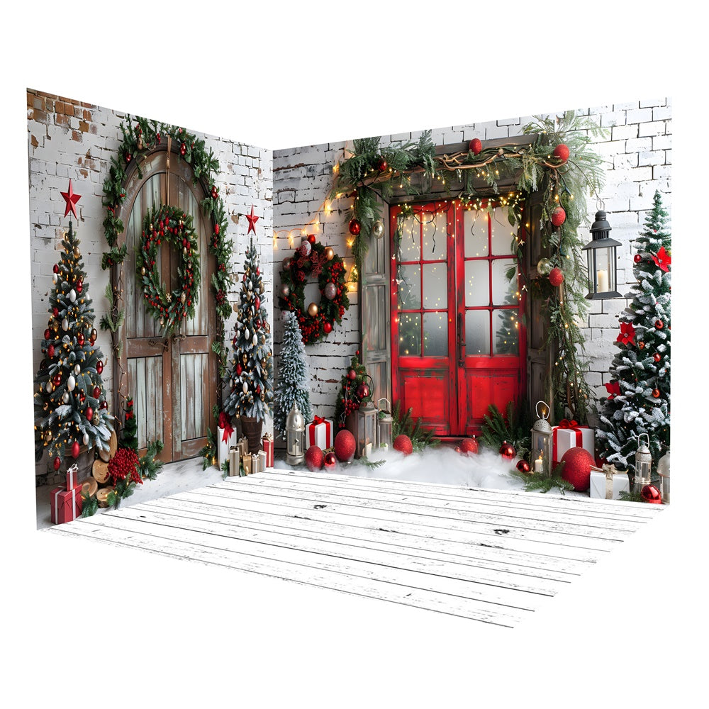 Christmas Classic Decorated Door Wall Backdrop Room Set RR8-611