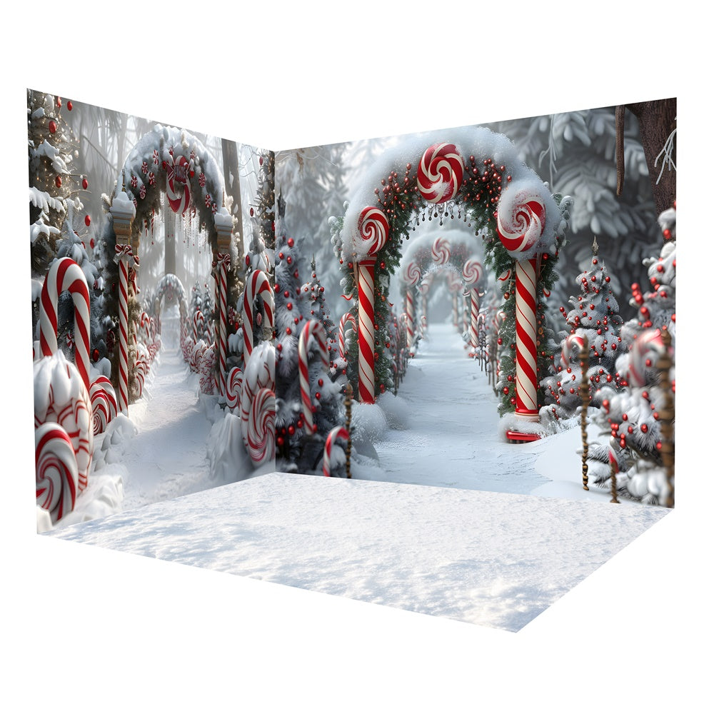 Christmas Candy Cane Wonderland Backdrop Room Set RR8-612