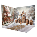 Gingerbread Village Christmas Snow Backdrop Room Set RR8-613