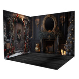 Christmas Retro Wall Door Fireplace Backdrop Room Set RR8-621