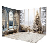 Christmas Tree Window Winter Snow View Backdrop Room Set RR8-623