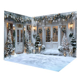 Christmas Snow Tree Decorated Front Door Backdrop Room Set RR8-634