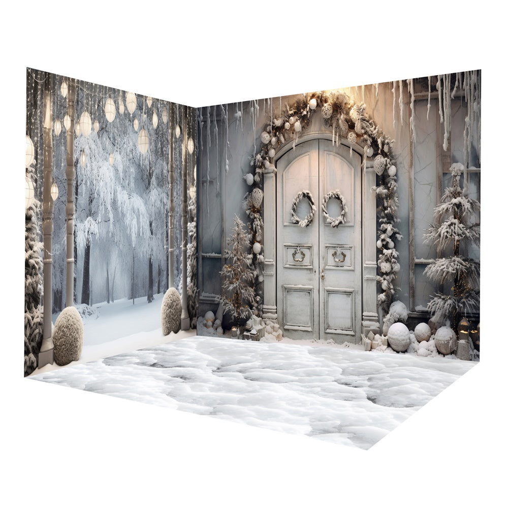 Winter Snow Wonderland Doorway Backdrop Room Set RR8-636