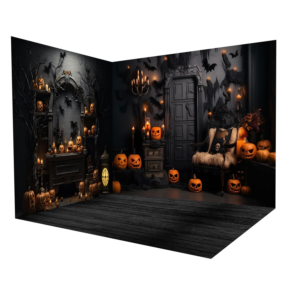 Pumpkin Halloween Night Retro Wall Backdrop Room Set RR8-638