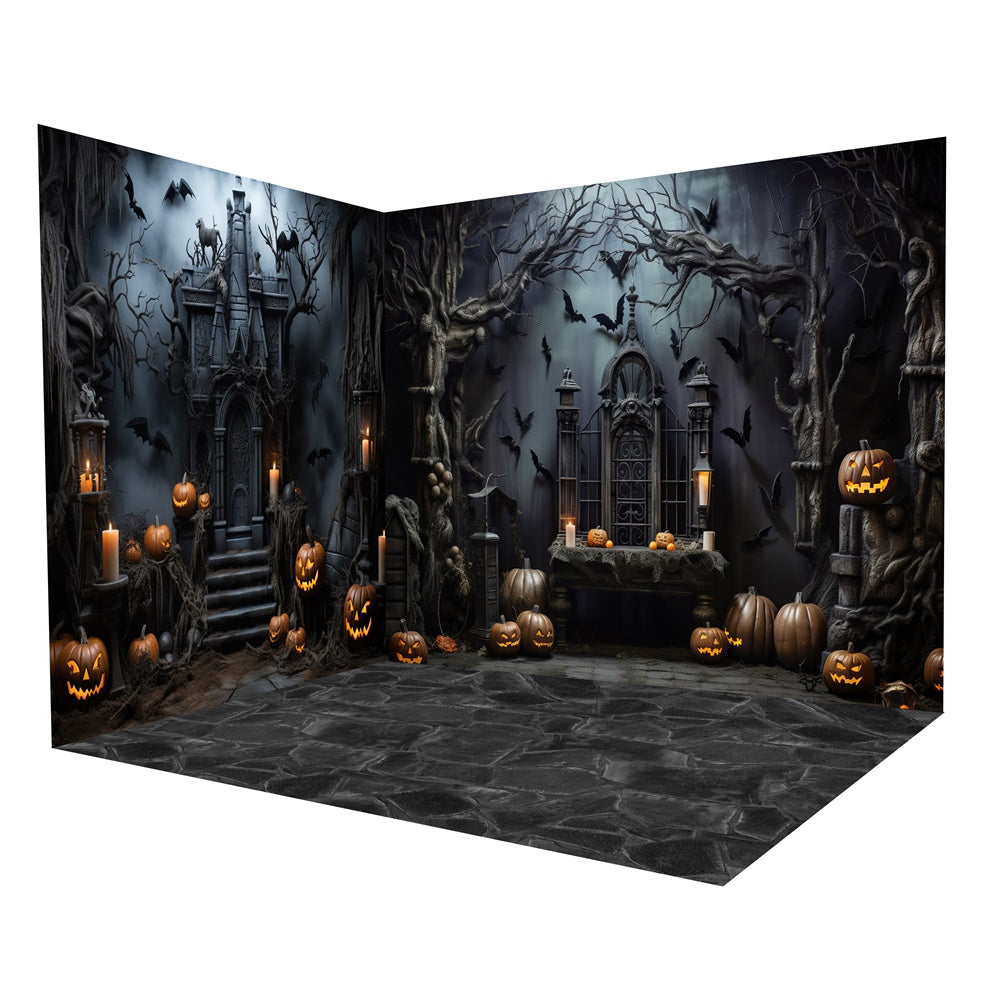 Halloween Spooky Graveyard Gate Backdrop Room Set RR8-640