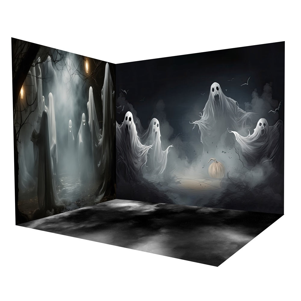 Halloween Night Spooky Floating Ghost Backdrop Room Set RR8-647