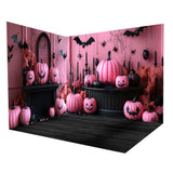 Halloween Pink Wall Evil Pumpkin Backdrop Room Set RR8-648