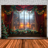 Christmas Window Red Curtain Backdrop RR8-65