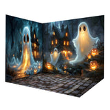 Halloween Glowing Ghost Witch House Backdrop Room Set RR8-654