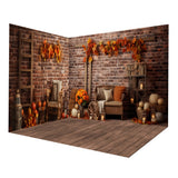 Autumn Harvest Barn Brick Wall Backdrop Room Set RR8-660