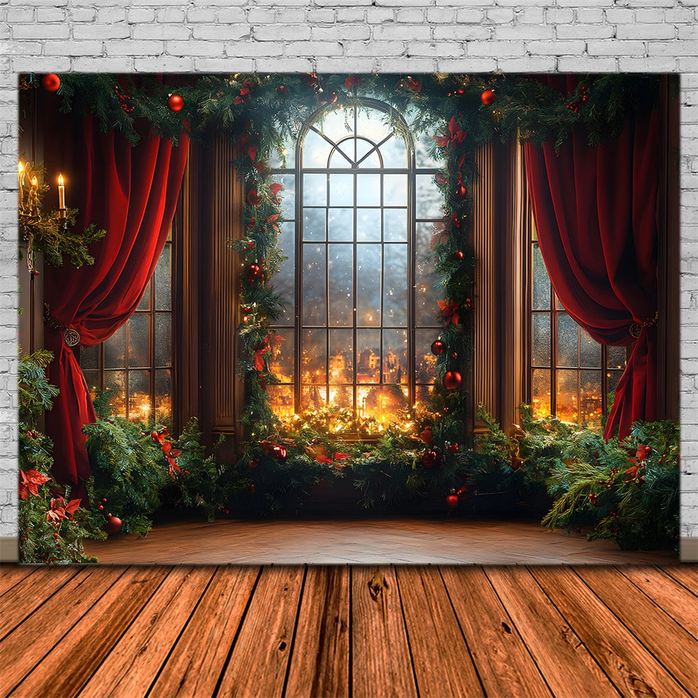 Christmas Balls Wreath Window Backdrop RR8-67