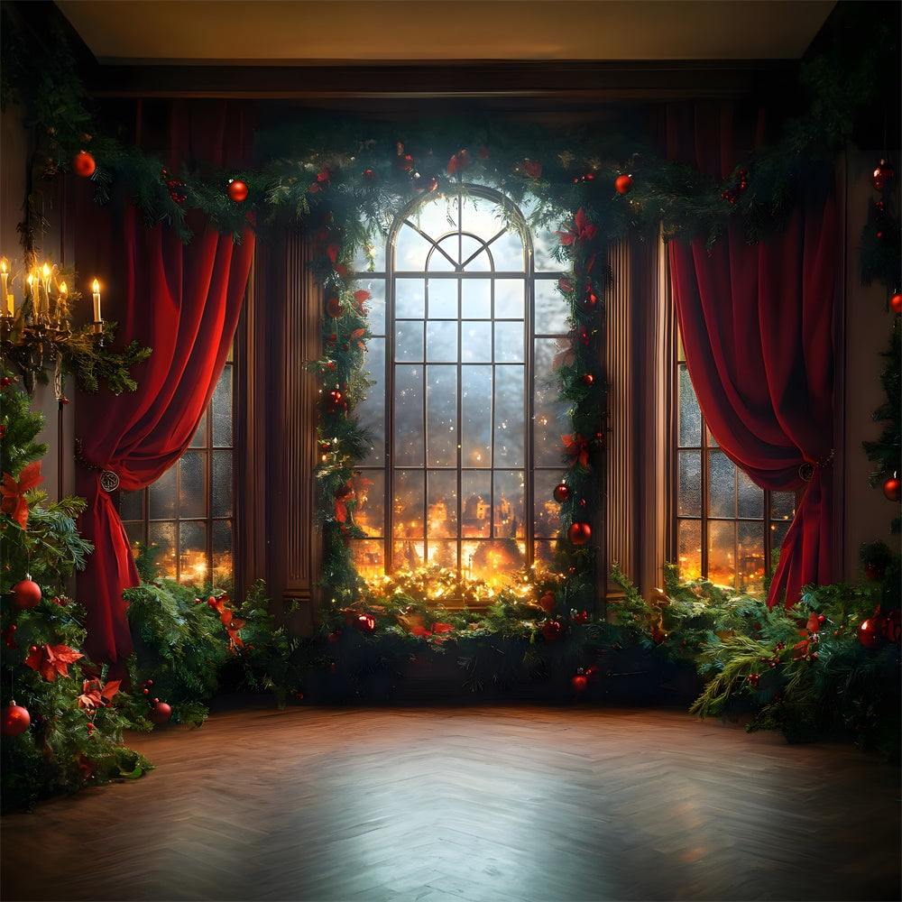 Christmas Balls Wreath Window Backdrop RR8-67