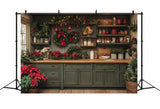 Christmas Kitchen Wreath Balls Backdrop RR8-74