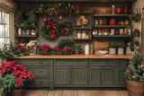 Christmas Kitchen Wreath Balls Backdrop RR8-74