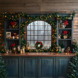 Christmas Kitchen Window String Lights Backdrop RR8-75