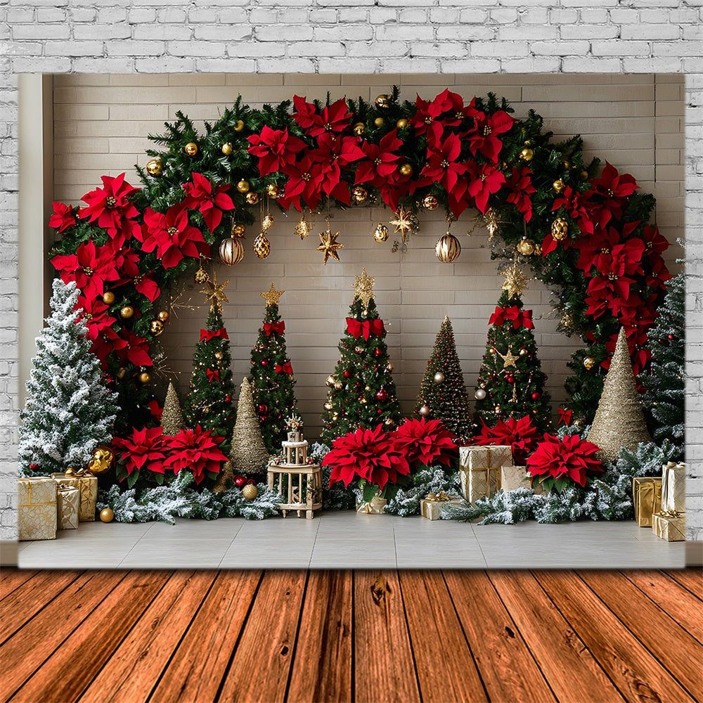 Christmas Trees Garland Photography Backdrop RR8-76