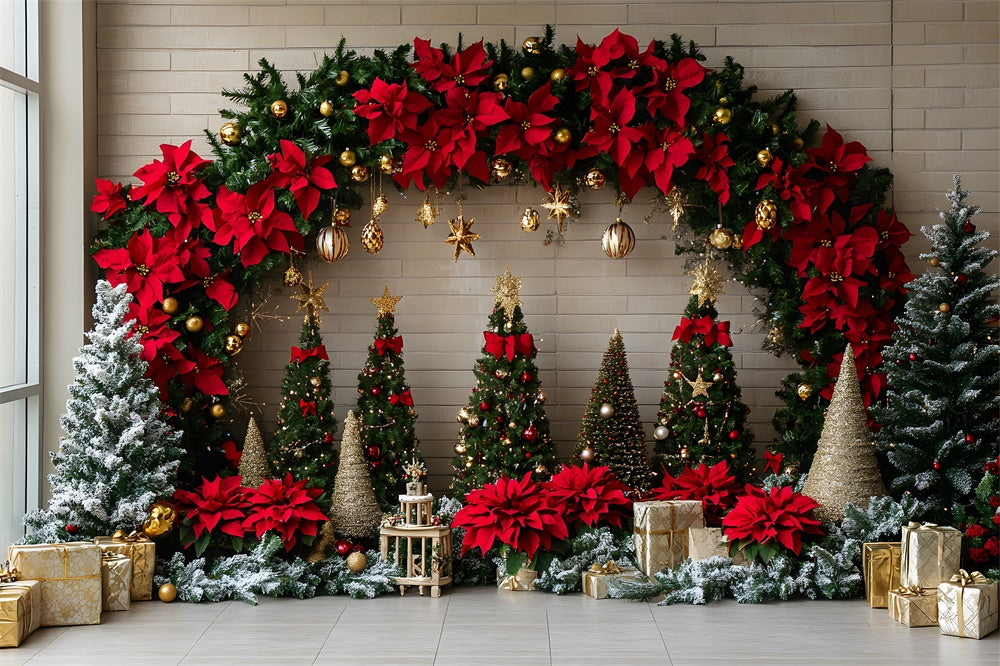 Christmas Trees Garland Photography Backdrop RR8-76