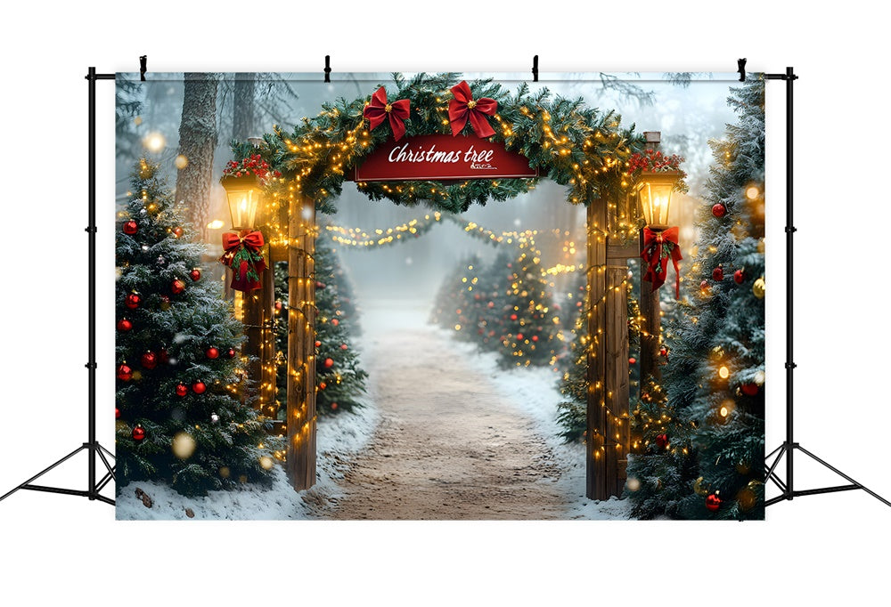 Christmas Tree Farm String Lights Backdrop RR8-80