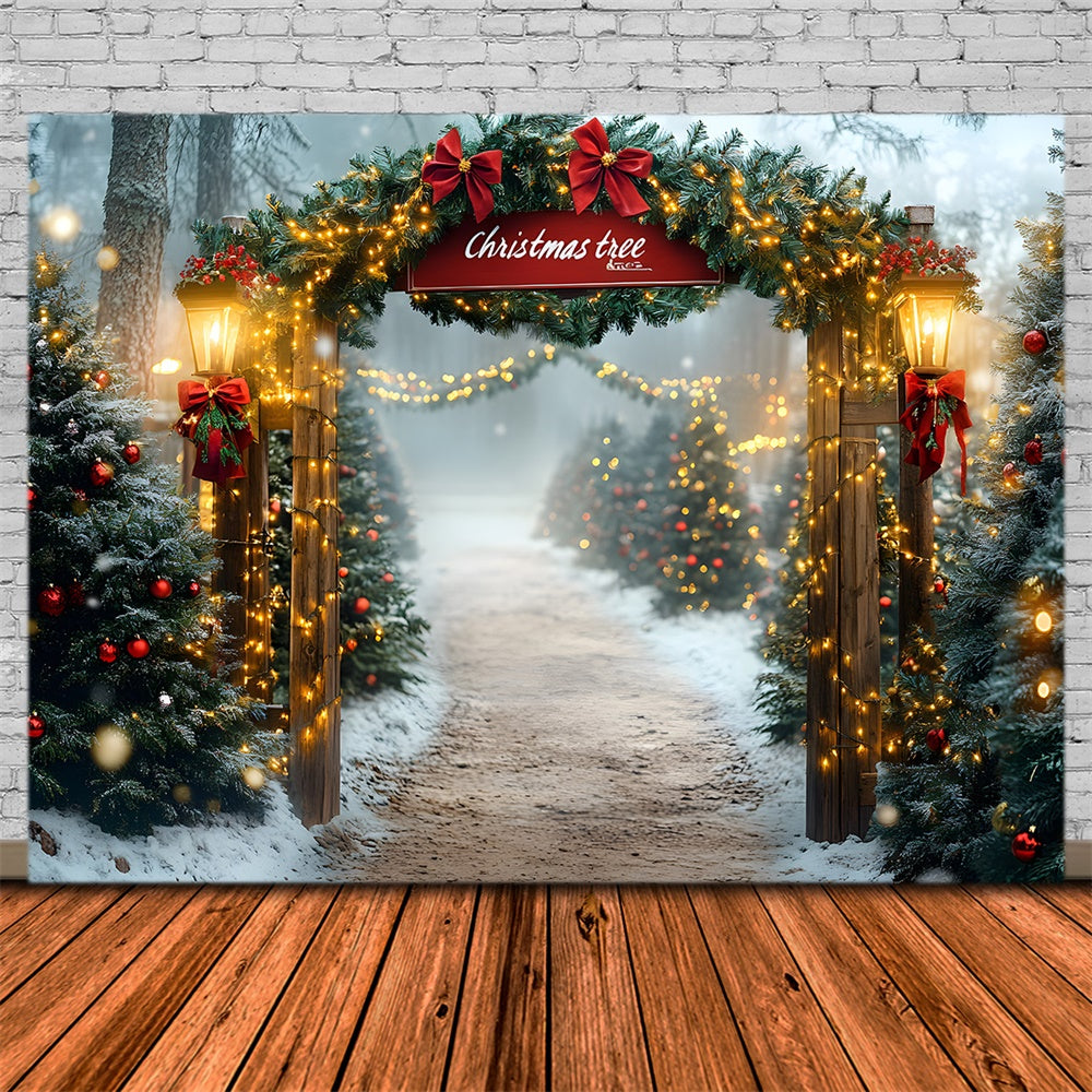 Christmas Tree Farm String Lights Backdrop RR8-80